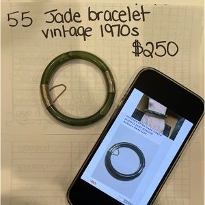 Vintage jade and sterling bangle bracelet circa 1970s